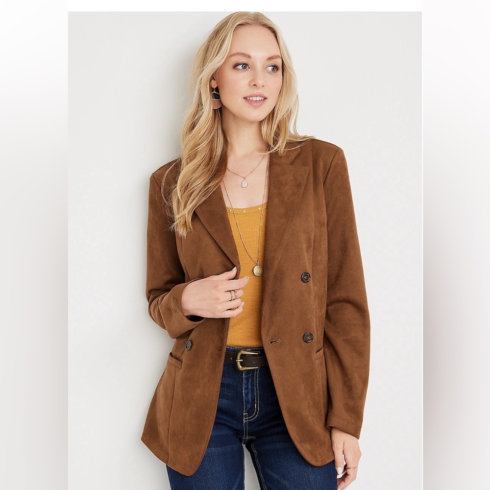 Maurices Brown Faux Suede Blazer, Small